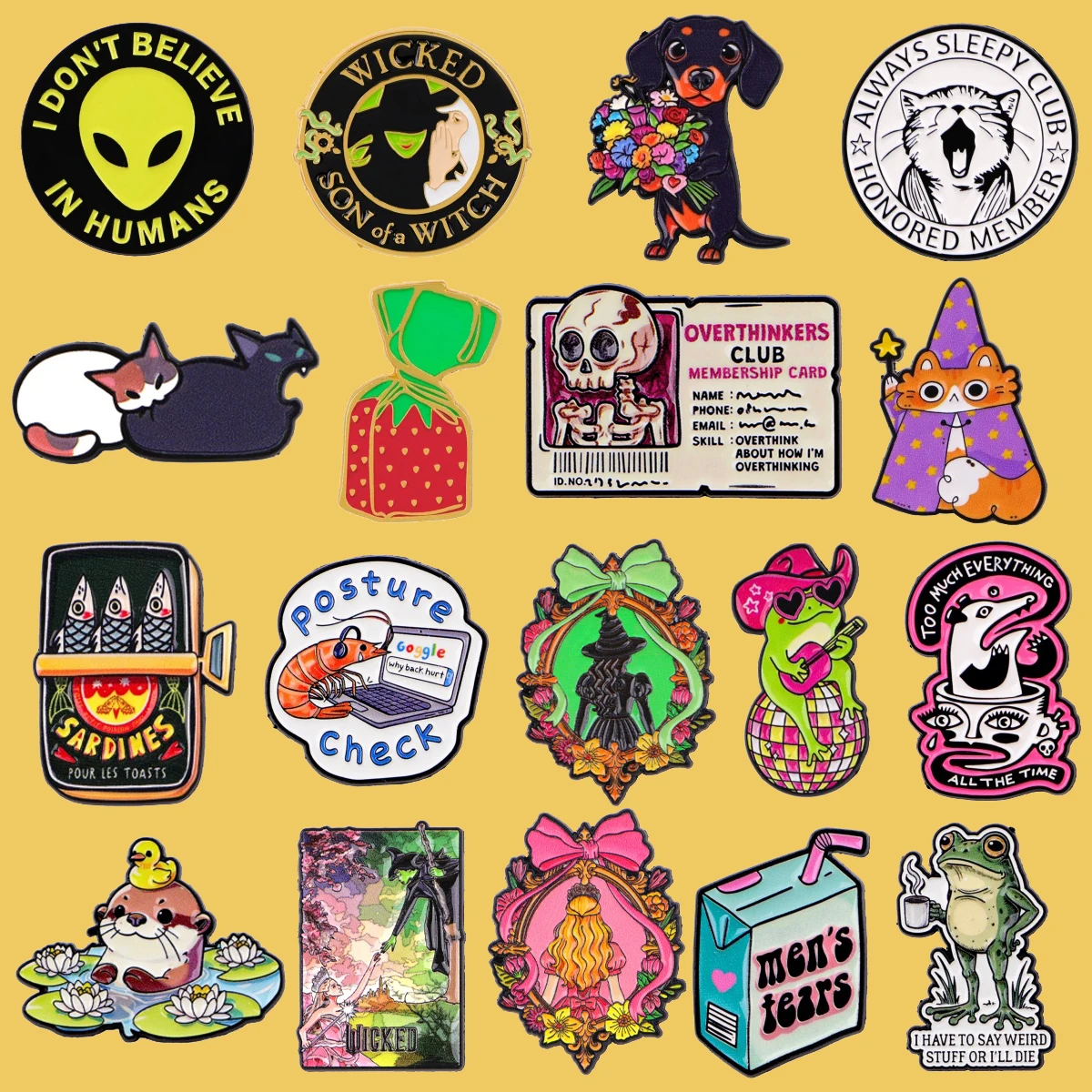 فيلم الساحرة المينا دبوس الكرتون الغريبة دبابيس للنساء طوق التلبيب دبوس حقائب الظهر شارات هدايا الحفلات الملابس والاكسسوارات