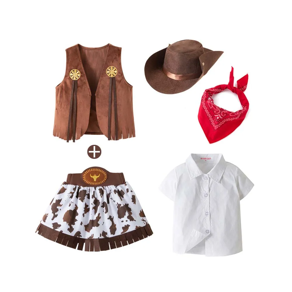 Costumes de Cowboy d'halloween pour bébés et filles, Costume de Cowboy de Cowgirl, robe fantaisie de fête fantaisie pourim