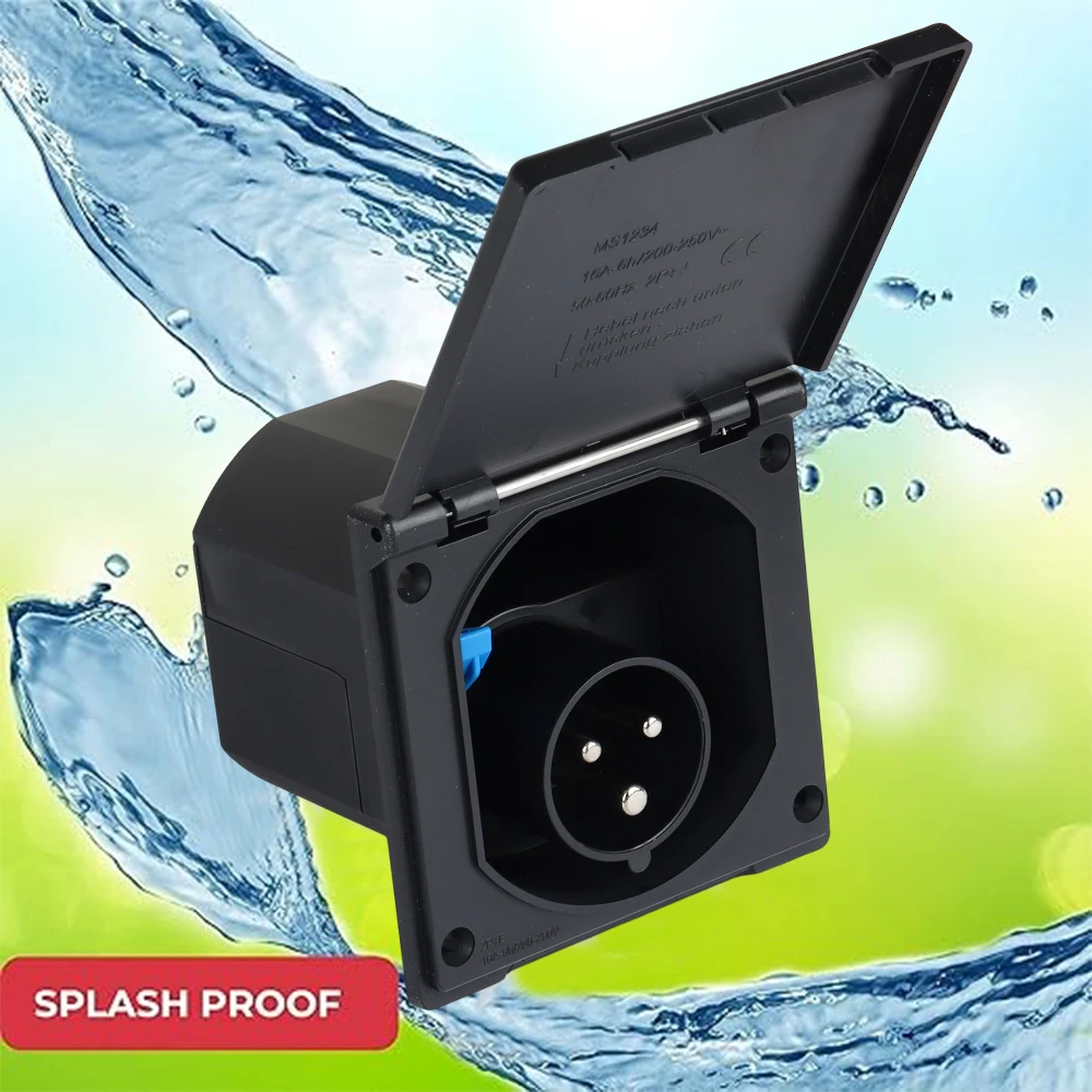 

1PC Caravan Power Supply Plug 3 Pin 230 V / 16 A Mains Hook Up Socket Camping Extension Plug With Hinged Lid Socket Accessories