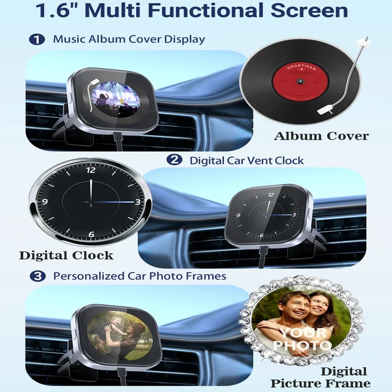 Portable Wireless CarPlay Adapter with Screen and Fragrance Function for Seamless Smartphone Integration in Vehicle