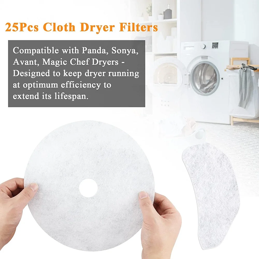 25PCS Cloth Dryer Exhaust Filter Universal Dryer Lint Filter Cloth Compatible with Panda Magic Chef Avant Sonya Dryer