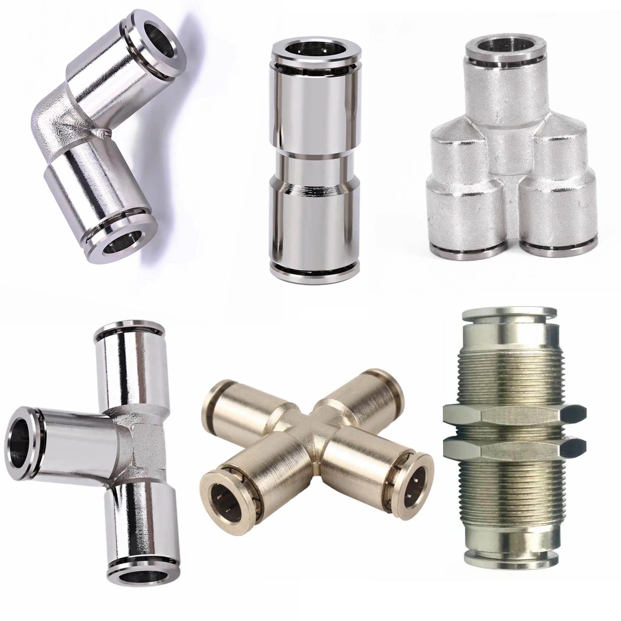 4 6 8 10 12 14 16mm PU Kolanko Corss Y Trójnik Niklowany Mosiądz Wciskane Szybkozłącze Złączki pneumatyczne Złączka pneumatyczna