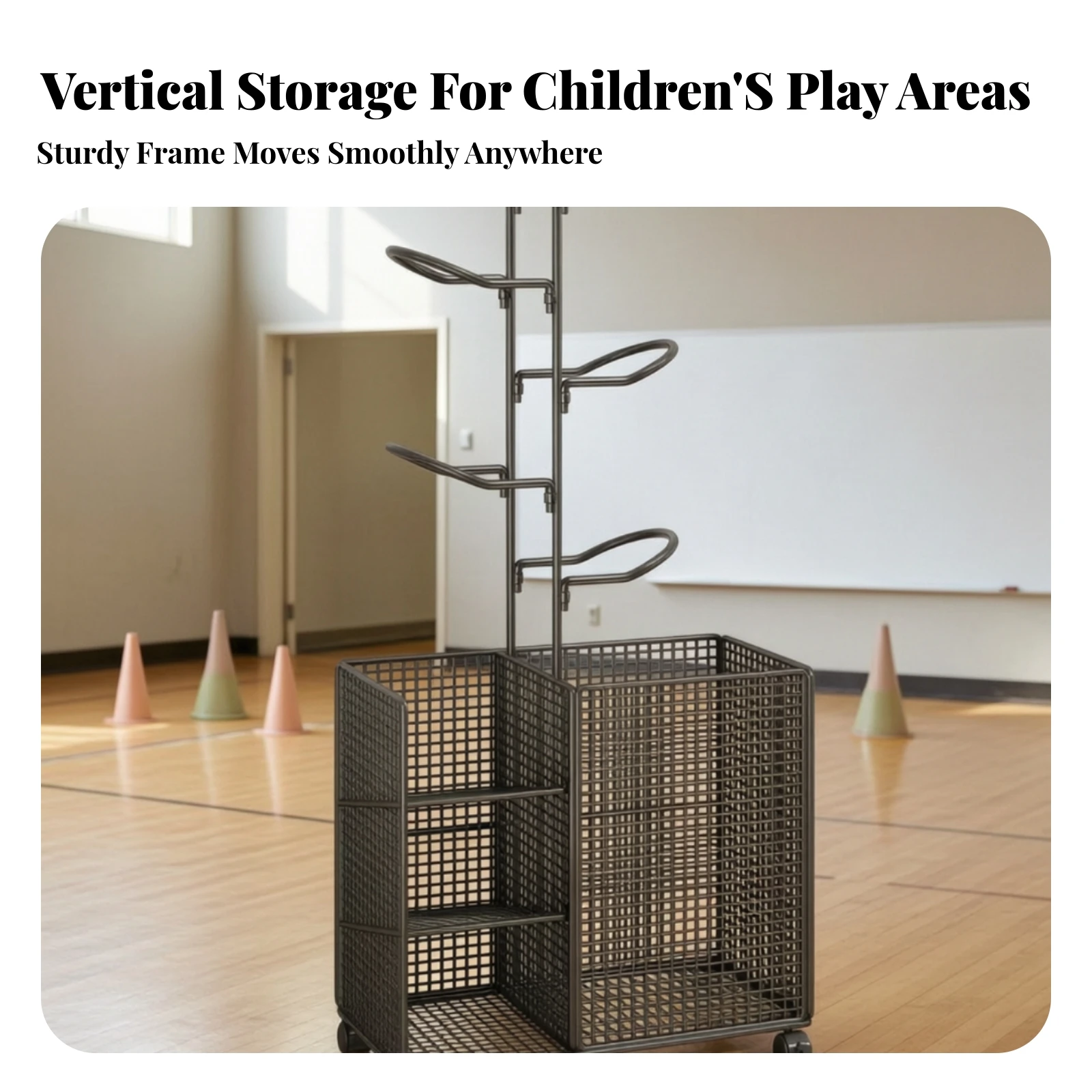 Multi-Tier Sports Ball Storage Rack Ventilated Multi-Level Sports Equipment Storage Rack Versatile Compact for Home Gym