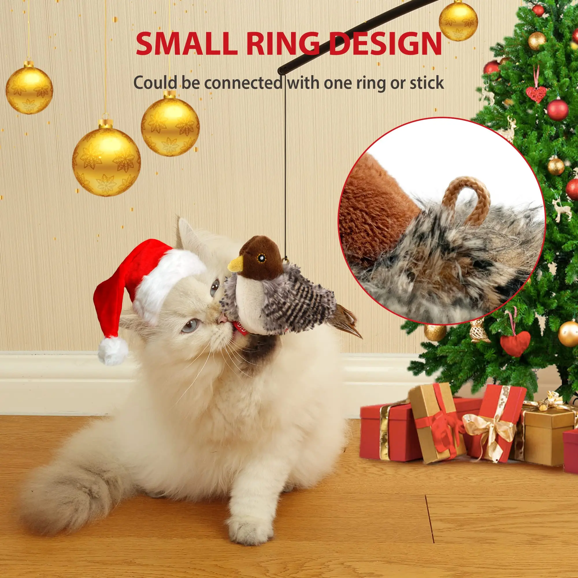 GiGwi Sound Bird Toy Cat Feather Toys Cat Feather Toys Interactive Cat Toy With Sounds Sound Toys Brown Bird, Hedgehog, Mouse image 5