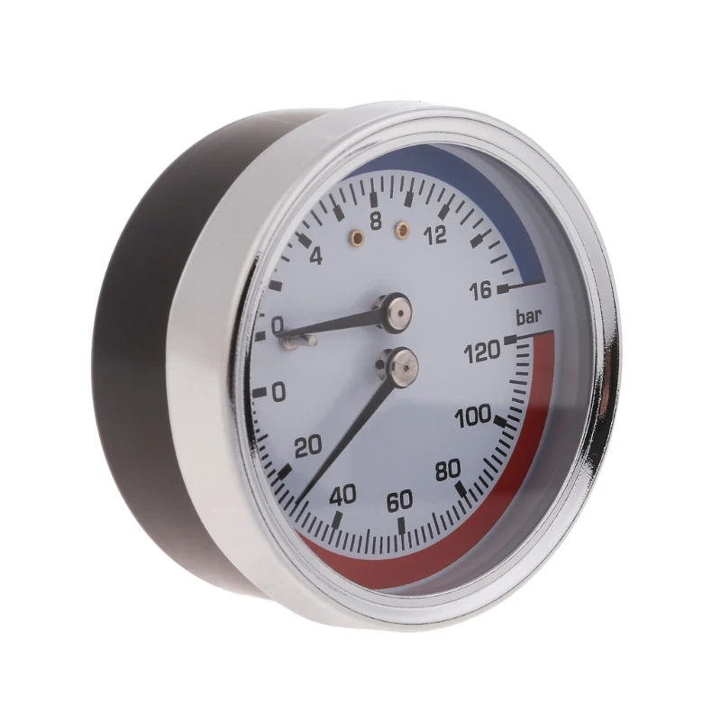 เครื่องวัดความดันความร้อน 0-16Bar 0-120 ℃ หม้อไอน้ำสแตนเลส Thermo-manometer Dropshipping
