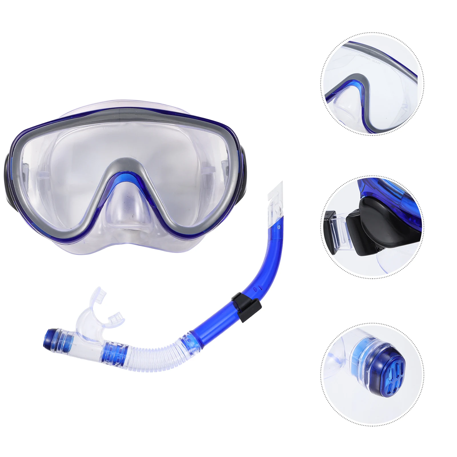 

Snorkeling Mask Glass Set Soft Wide-Angle Tempered Glass Anti-Fog Anti-Splash Valve for Men