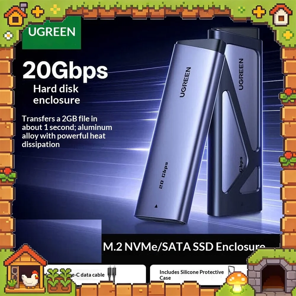 UGREEN CM767 M.2 SSD Enclosure NVMe SATA Dual Protocol 20Gbps USB C Case for Laptop PC