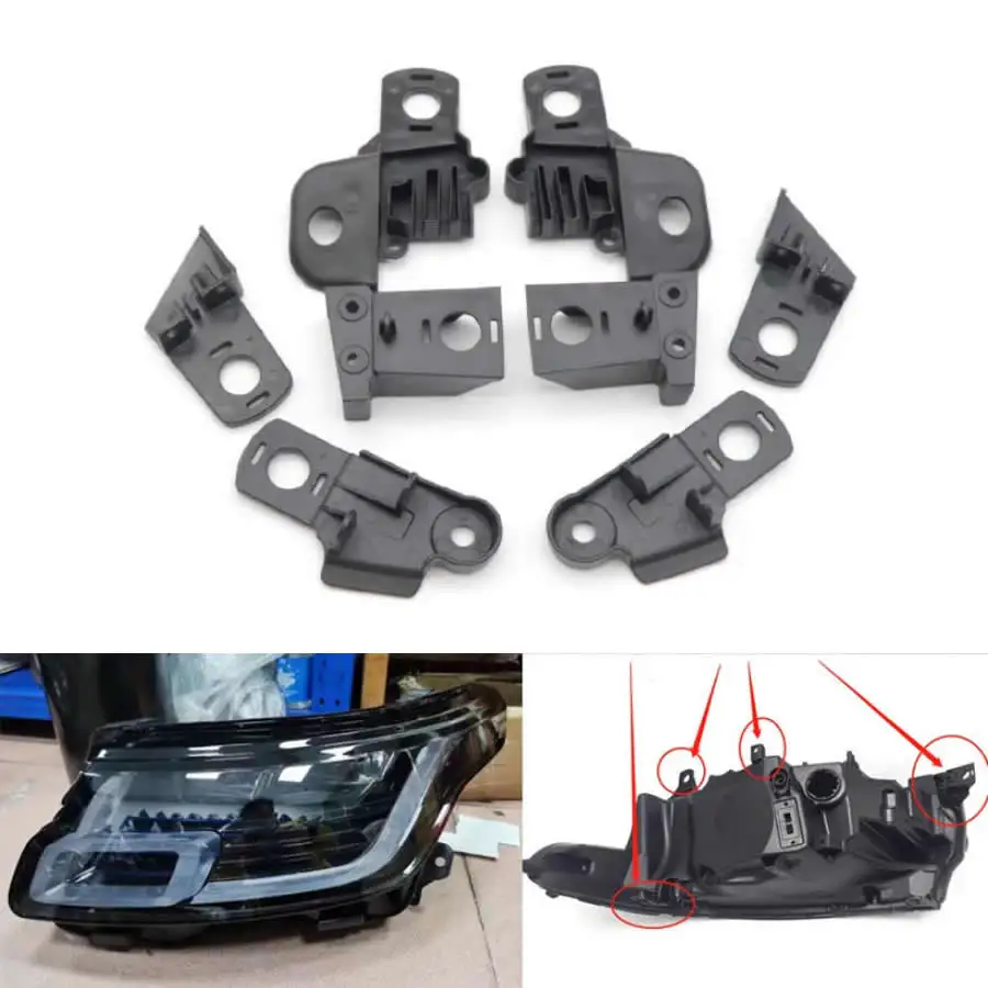For Land Rover Range Rover Executive Edition 2018-2020 Car Headlight Repair Kit Claws Plastic Fixed Corners Black 8pcs