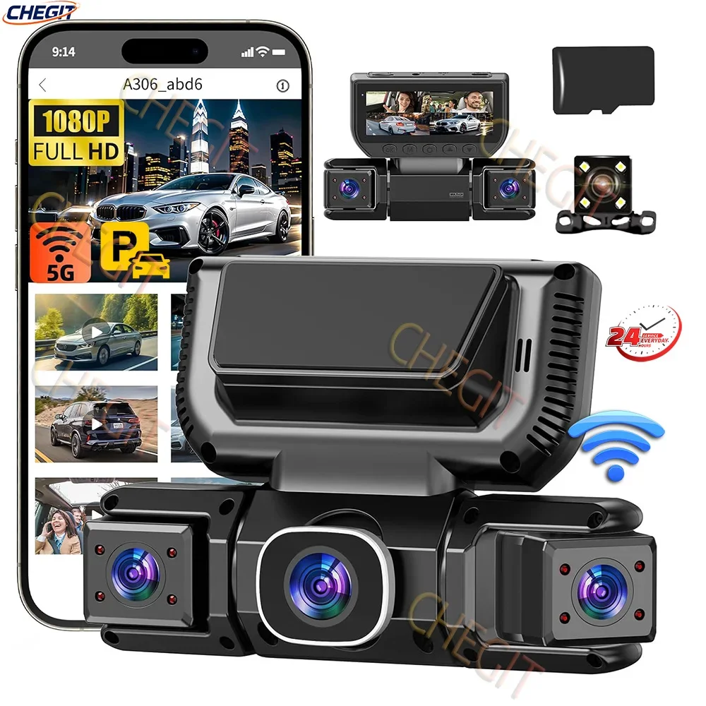 360 Degrees 4 Camera Front Left Right Rear View Camera WIFI 1080P Video Recorder Car DVR Dash Cam 4 Way Add 24H Hardware Kit
