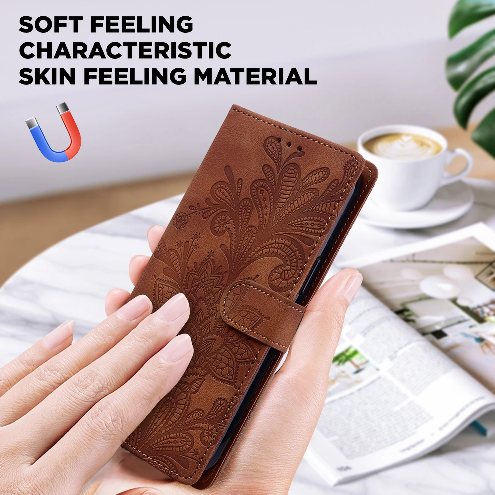 حافظة جلدية مغناطيسية مزخرفة لهاتف آيفون 17 16 16e 15 14 13 12 11 X Xr Xs 8 7 6 SE 2022/20 Mini Air Pro Max Plus #5