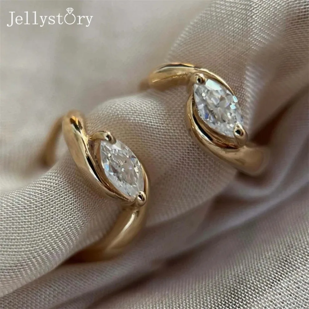 

Серьги JellyStory Office Chic Hoops, нишевые, в стиле легкой роскоши, из стерлингового серебра S925, с муассанитом огранки «маркиз», простые, универсальные, в подарок