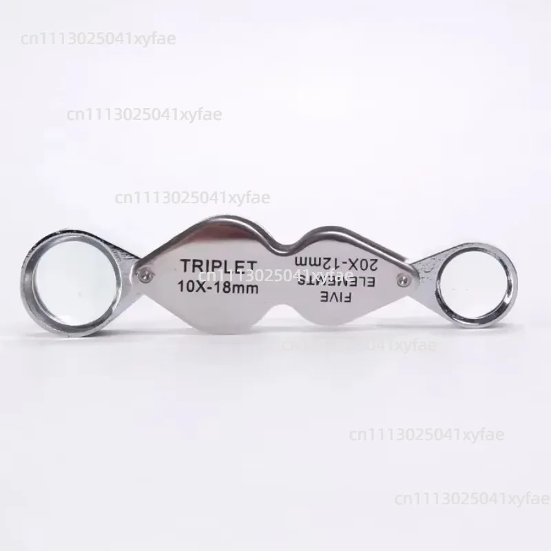 10PCS 10X 20X Pocket Foldable Jewelers Loupe Dual Lens Magnifier for Jewelry Coin Watch Plant Inspection