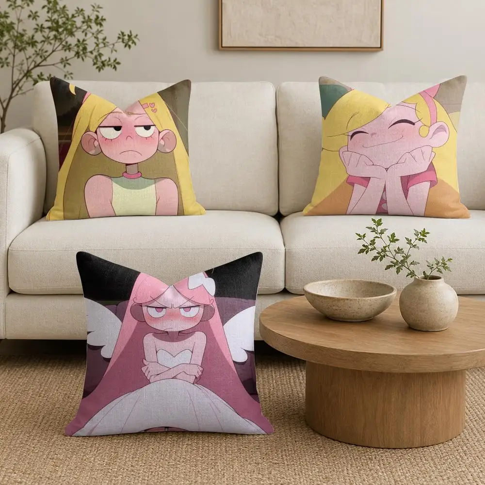 Cute Sisters PFPs Cushion Cover Natural Linen Organic Fabric Double-Sided Printing Sofa Home Decor Gift Pillow Cover