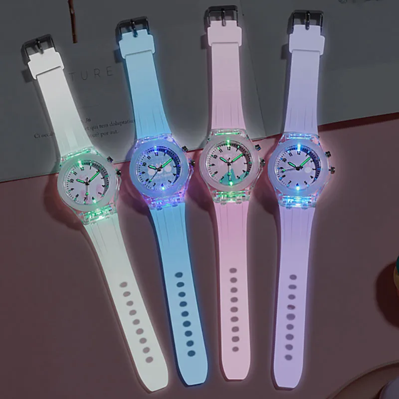 Creative Luminous Kids' Watches LED Colorful Flash Digital Waterproof for Boys Girls Quartz Watch Children's Sports Wristwatches