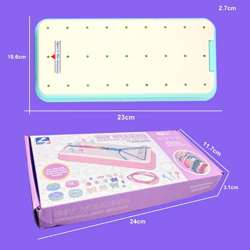 1 conjunto de presente da menina diy pulseira fazendo kit para menina jóias tear trança pulseira artesanato brinquedo artesanal conjunto completo cordas coloridas