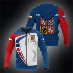 Customize Czech Republic Emblem Zipper Hoodies Loose Unisex Oversize Sweatshirts Winter Casual Streetwear Tops Pullover