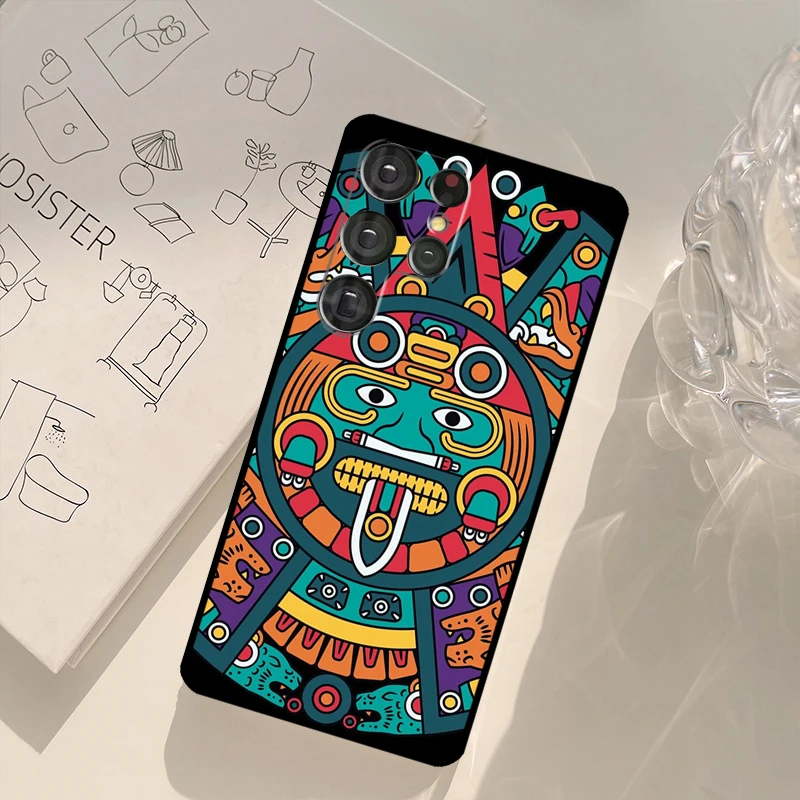 Aztec Calendar Mayan Native Stone Cover For Samsung Galaxy S23 S20 FE S21 S22 Ultra Note 20 Note 10 S8 S9 S10 Plus Phone Case