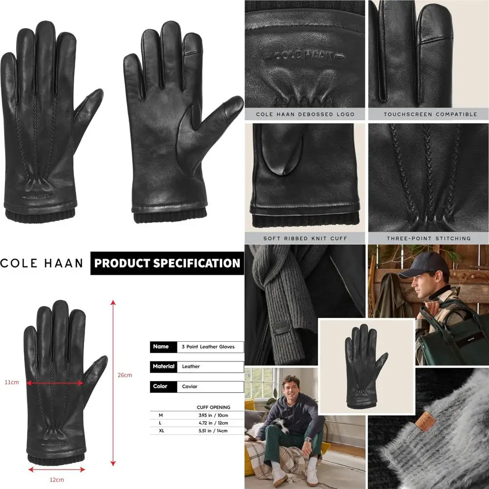 

Premium Leather Men's Gloves with Touchscreen Compatible Thumb and Index Finger for Enhanced Smartphone Use