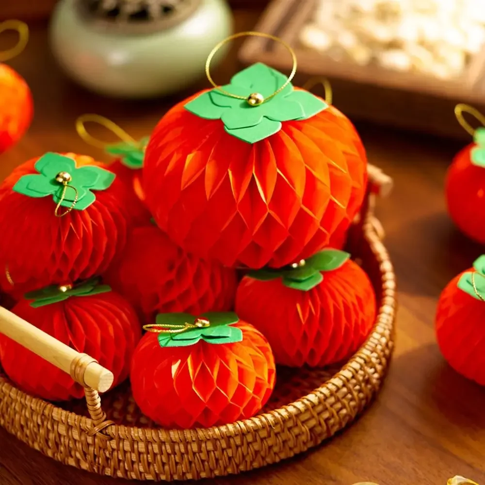 

Small Size Persimmon Origami Ornament Creative Design Festive Style Hanging Ornament Traditional Lucky Symbol Desktop Pendant