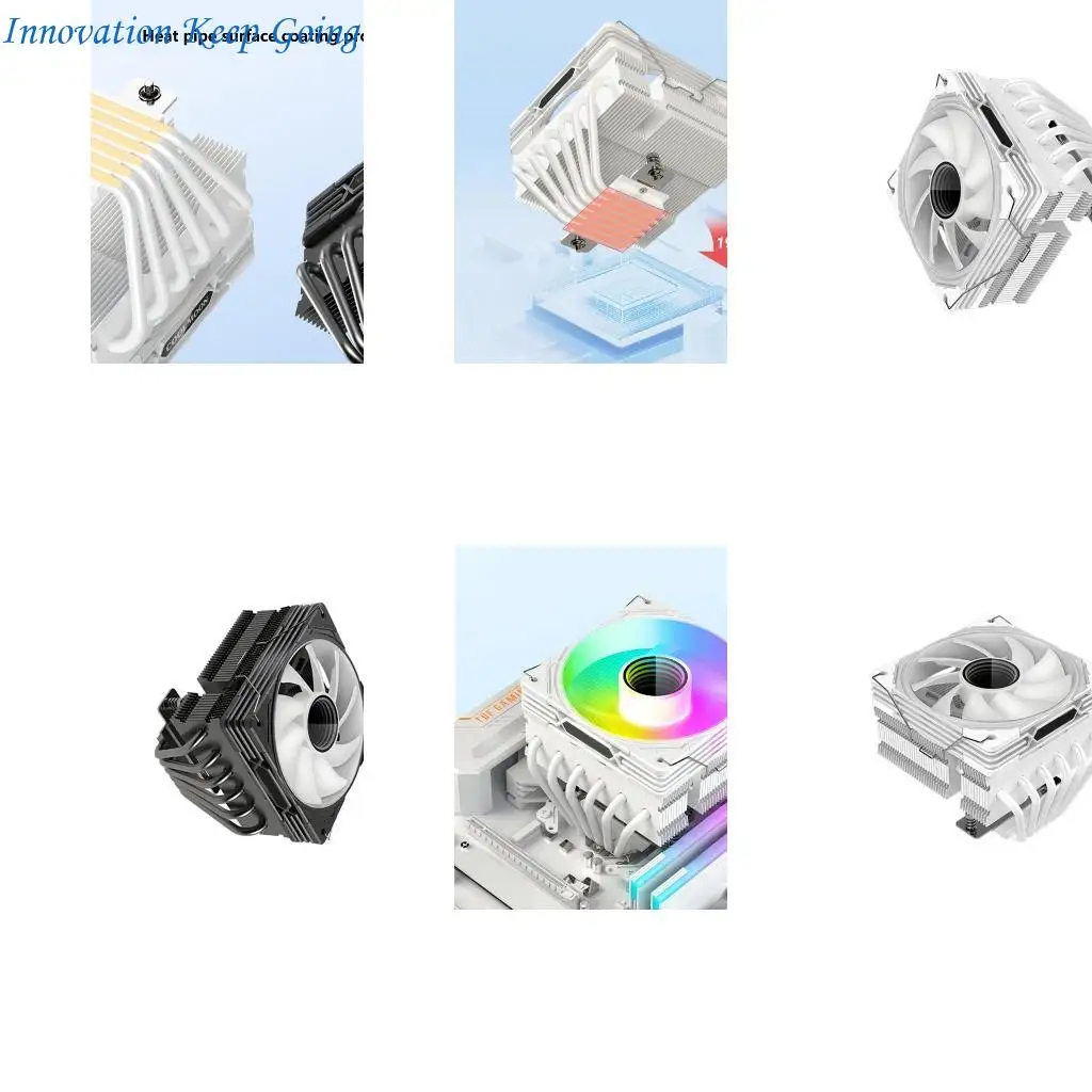 

E65C ARGB 12cm Fan Equipped Down Flows 6Heat Pipe CPU Air Coolers Fan for Socket AM4 AM5/LGA 115X/1200/1700/2066