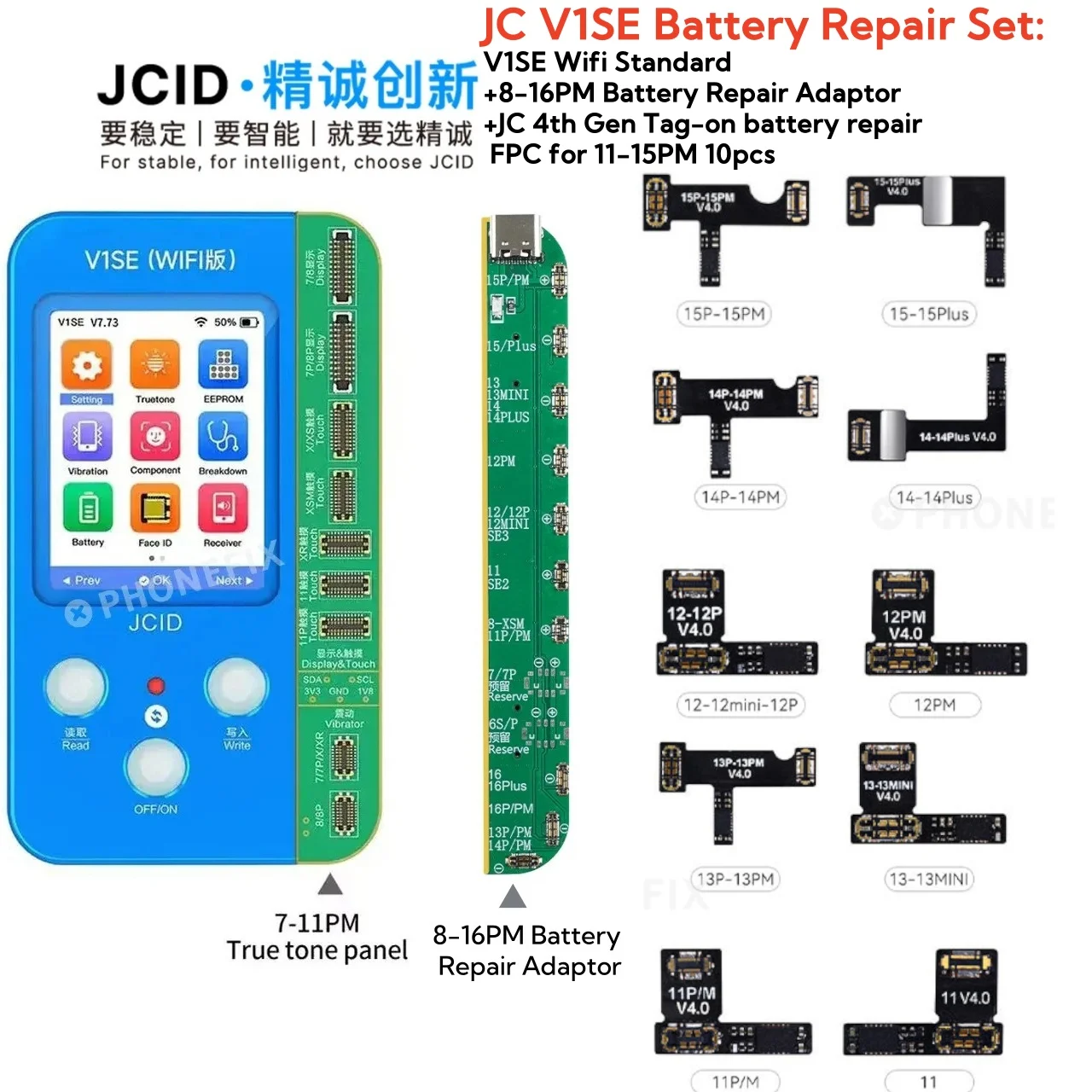 JC V1SE Battery Repair Board Flex Cable for iPhone 11-15Pro Max Repair Programmer Battery Read Write Remove Error Health Warning