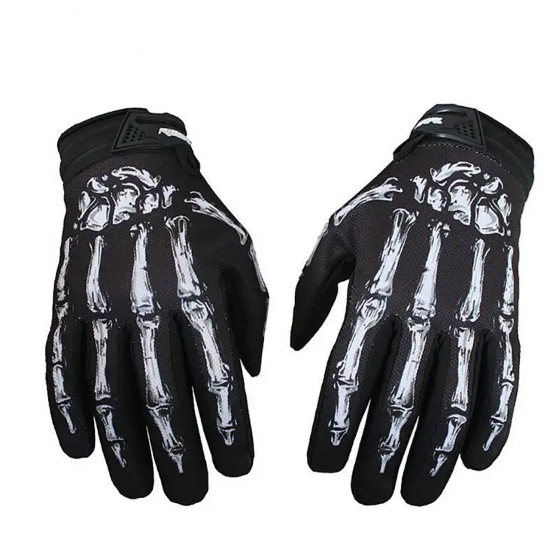 Guantes de montar con esqueleto, moda antideslizante, transpirable, resistente al desgaste, dedo largo, bicicleta, motocicleta, Fitness, deportes al