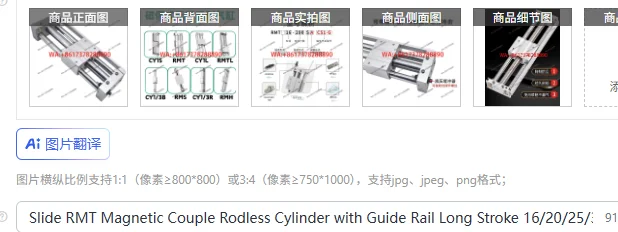 

Slide RMT Magnetic Couple Rodless Cylinder with Guide Rail Long Stroke 16/20/25/32/40-100 S