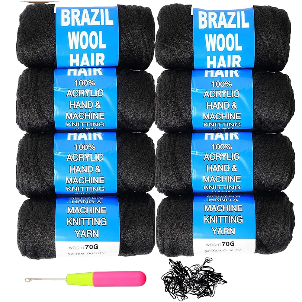 Brazilian Wool Hair African Yarn Braiding Wholesale Low Temprature Retardnt Synthetic Fiber Desire for African hair Braid 70g/pc