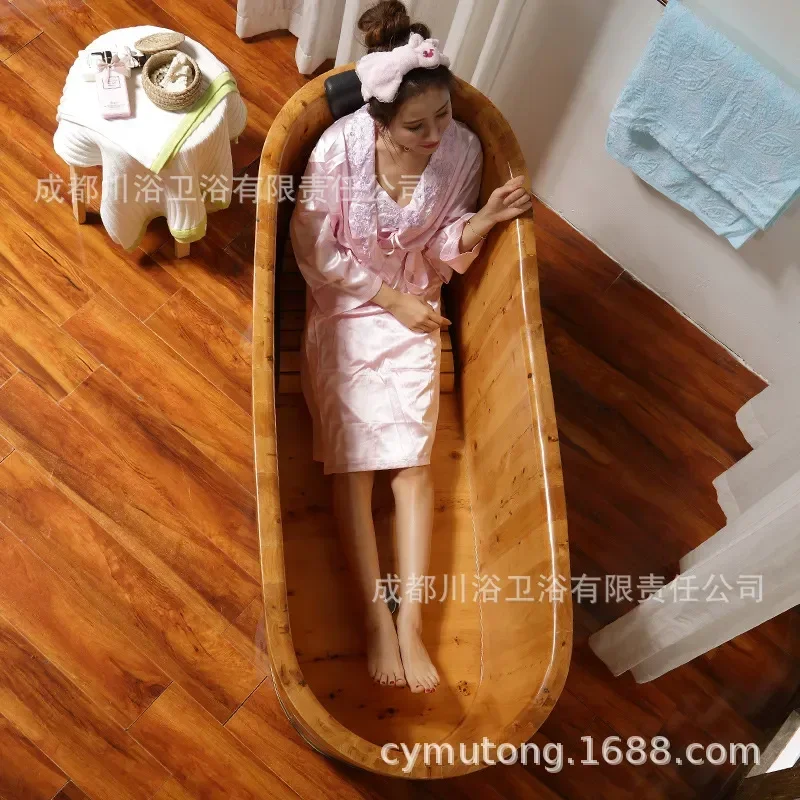Adult Wooden Bath Bucket with Constant Temperature Heating for Home Use Medicinal Fumigation Soak Tub