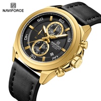 NAVIFORCE  Hands Wristwatches Genuine Leather Strap Alloy Case Casual Watches Dress Watch for Men Waterproof with Date Luminous
