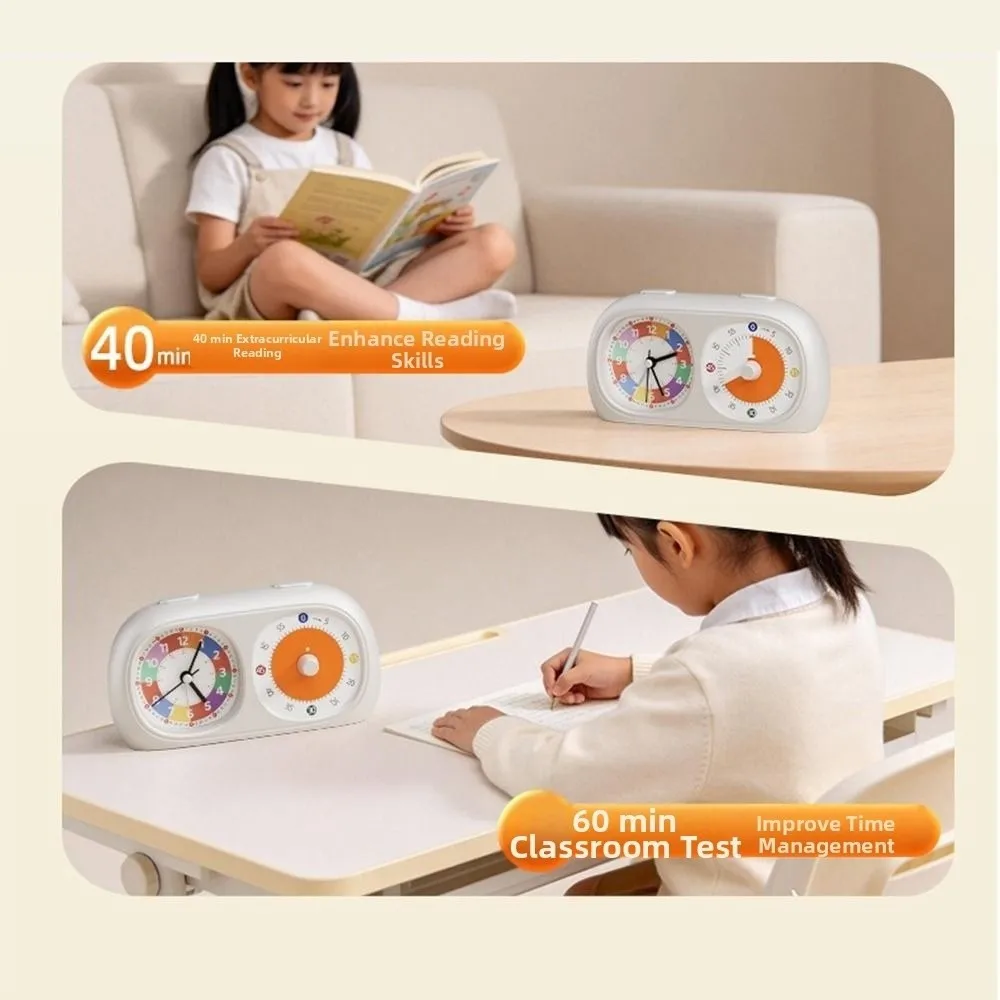 Dual Screen Dual Screen Visual Timer Timer Reminder 60-Minute Kitchen Timer Silent Self Discipline Tool Student Table Clock
