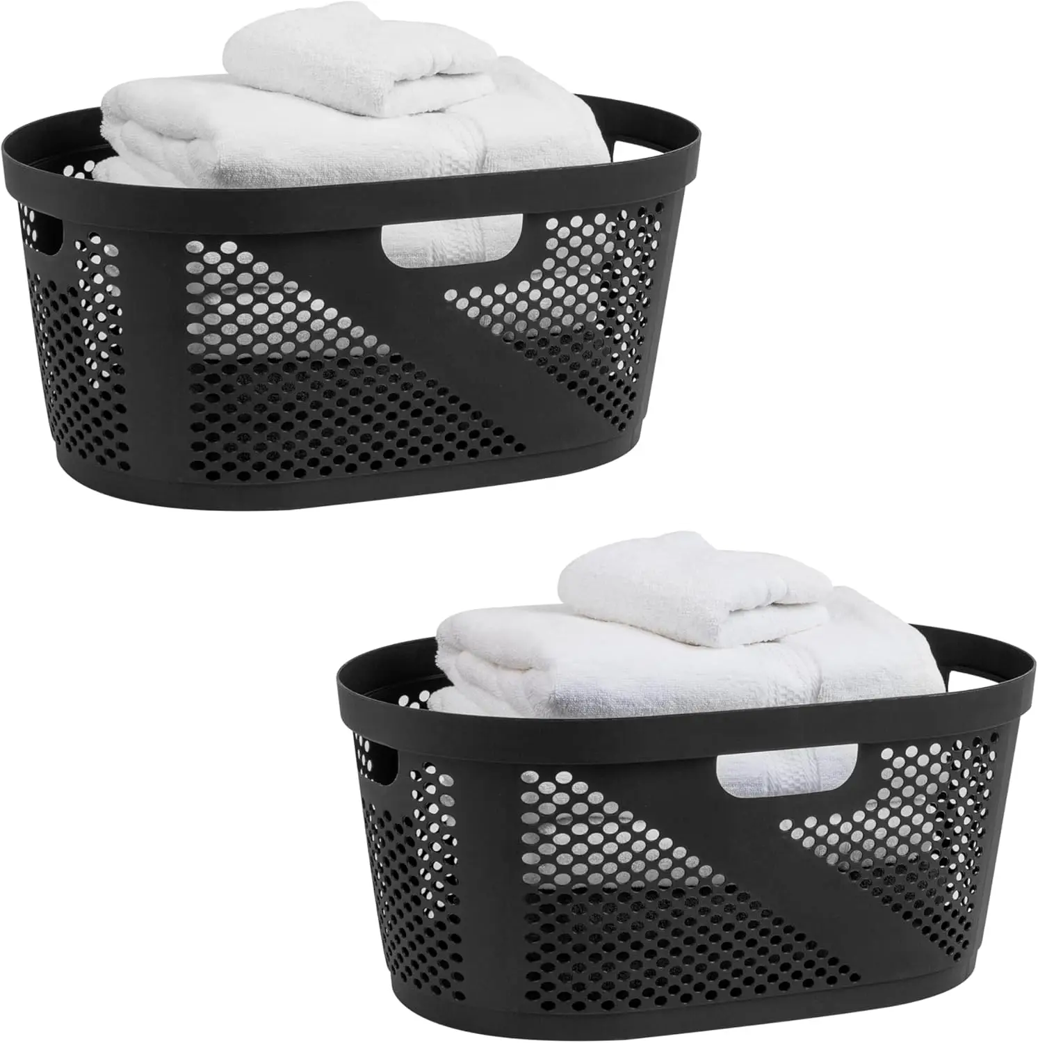 

Набор из 2-х вентилируемых корзин для белья объемом 40 л с ручками, легкие корзины для одежды для ванной и гардеробной, черные