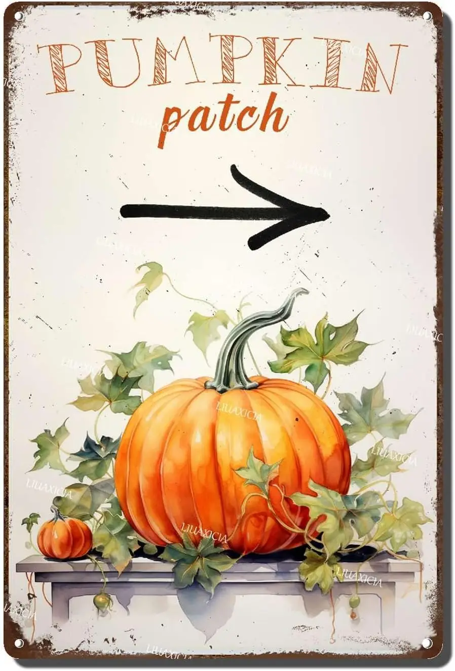 Art Decoration Fall Harvest Vintage Metal Tin Signs Pumpkins Patch Outdoor Decor Pumpkin Lover Gift Fall Decor for Living Rooms 