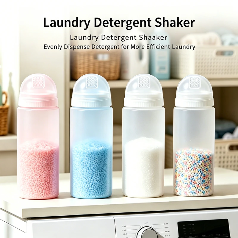 Laundry Powder Dispenser Bottle,Sealed Moisture-proof Container, Visible Detergent Scent Bead Storage Sprinkle Jar With Hole Lid