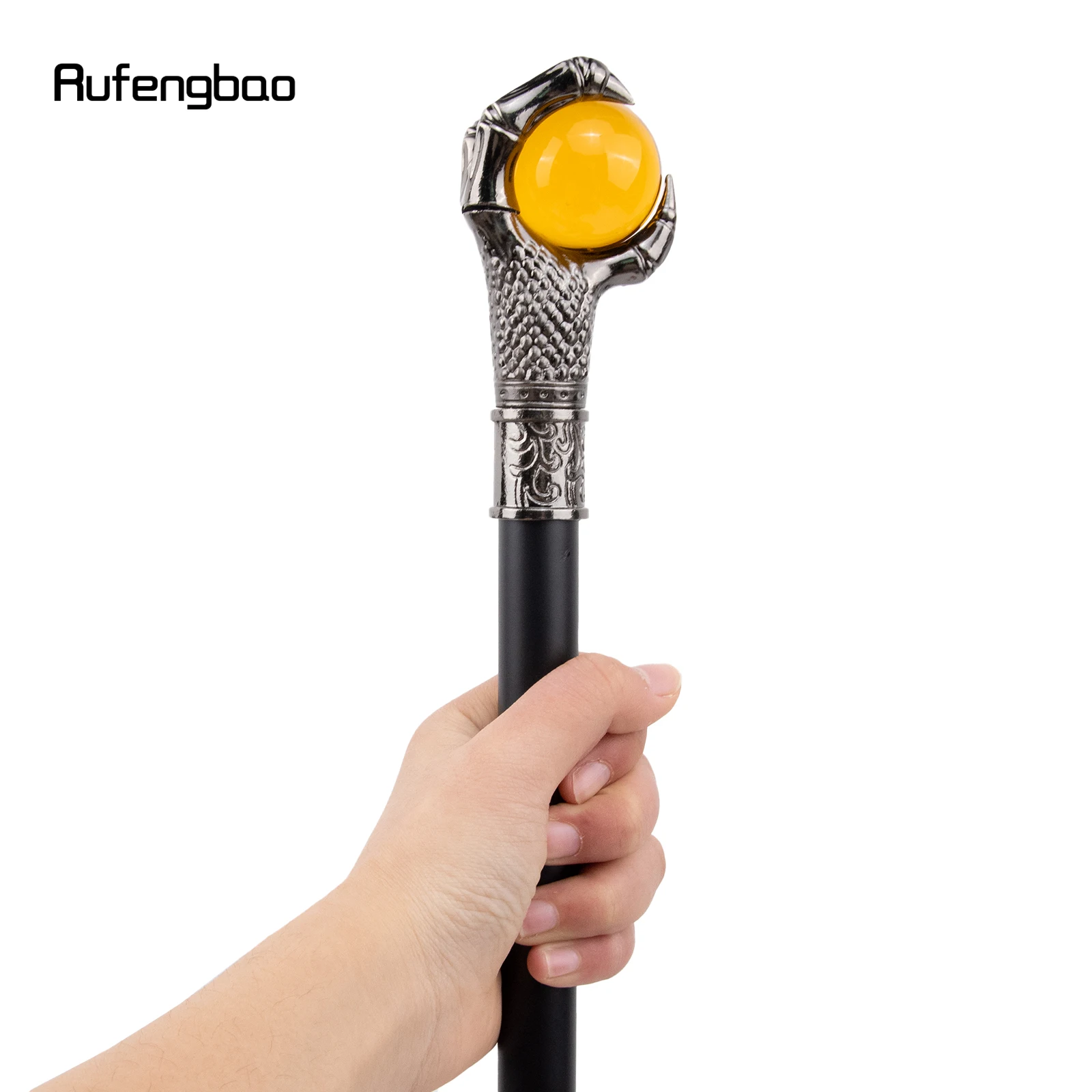 Dragon Claw grip Orange Glass Ball Silver Single Joint Walking Stick decorativo Party fashion Cane Halloween Crosier 93cm