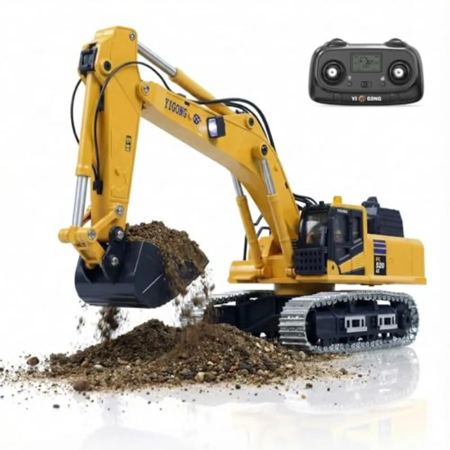 

1/50 Remote Control Excavator Metal RC Construction Vehicles Digger Models for Adult Enthusiasts Red High-Precision Remote Cont