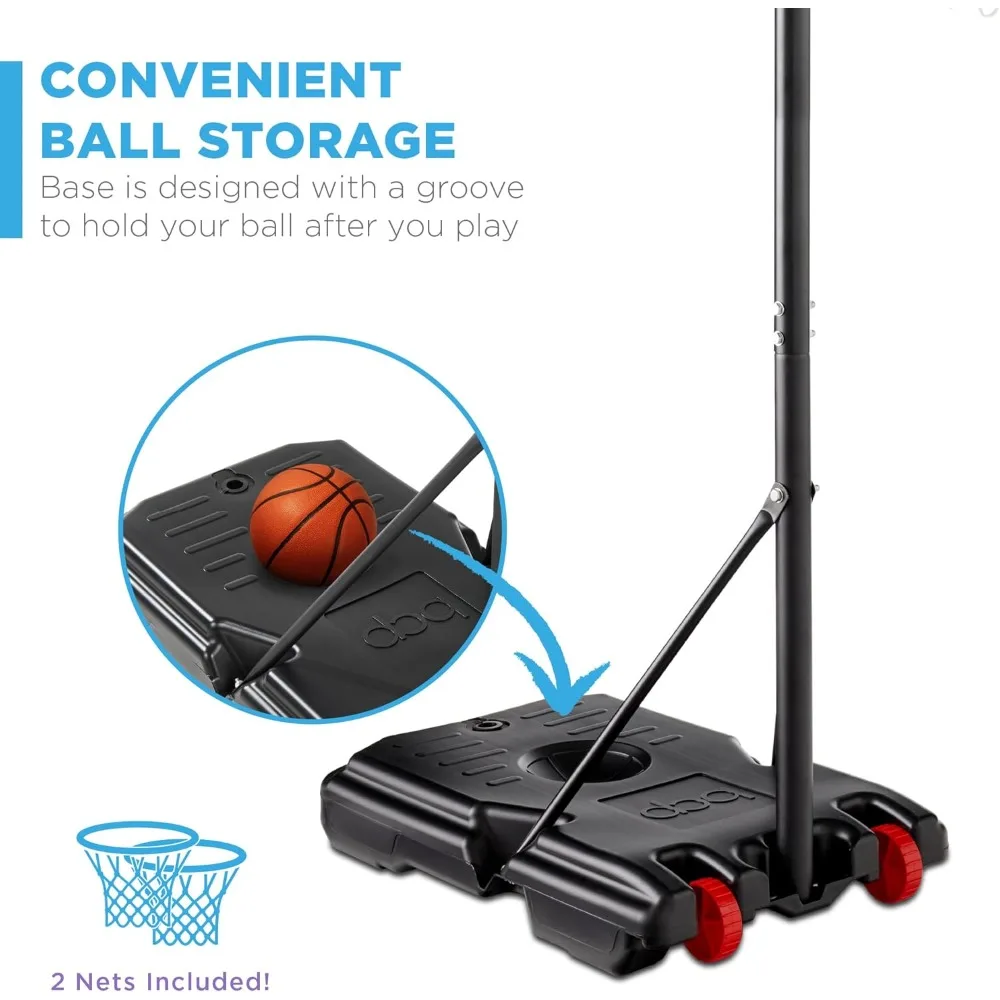 draagbare in hoogte verstelbare basketbalringset met wielen en vulbare basis voor kinderen, 70,5 tot 82,3 inch hoog