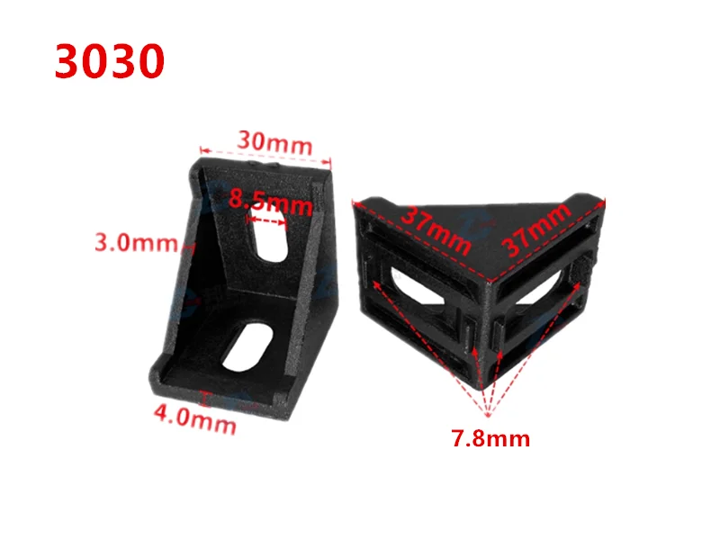 5pcs Black Angle Code Corner Bracket For Aluminum Profiles 2020 3030 4040 Rright-angle 90-degree Frame Fixing Parts Accessories view 3