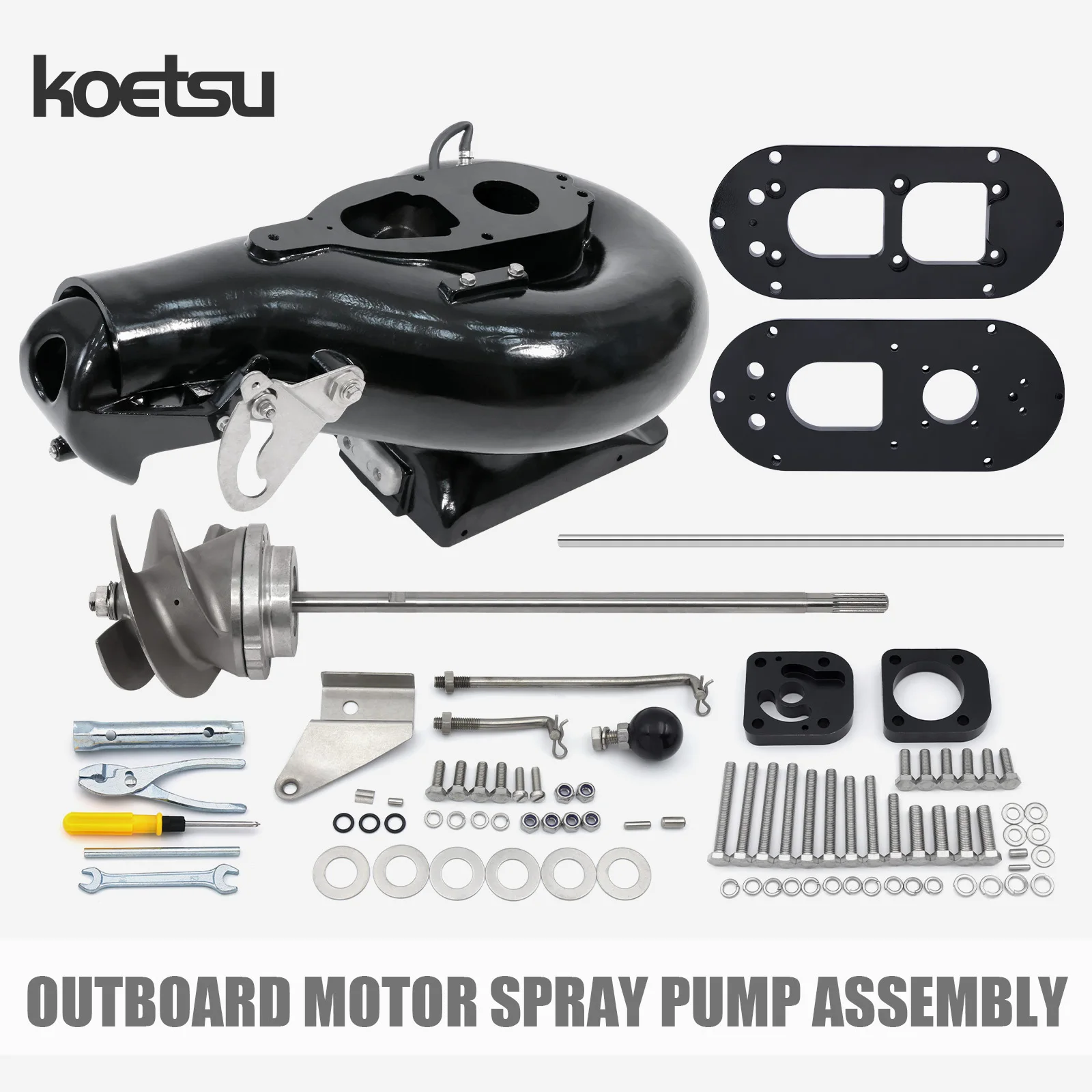 

Подводный водометный насос KOETSU для подвесных моторов, совместимый с двухтактными подвесными моторами Tohatsu.