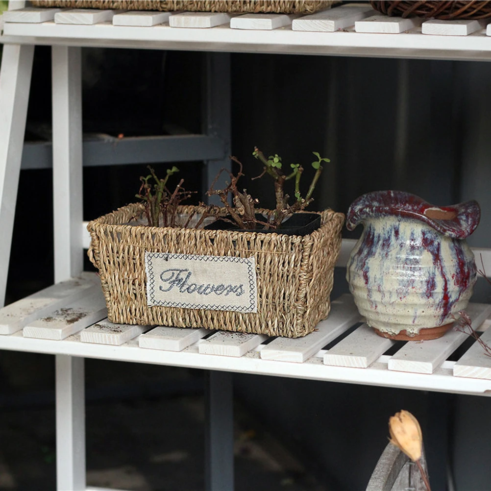 

Wicker Flower Basket Waterproof Hand Woven Rattan Vase Container Decorative Storage Basket For Home Garden Indoor