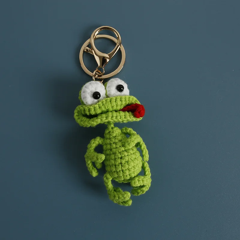 Cute Sausage Mouth Doll Crochet Keychains Knitted Frog Keyrings Funny Crochet Duck Keychain For Bag Pendant Custom Accessories view 4