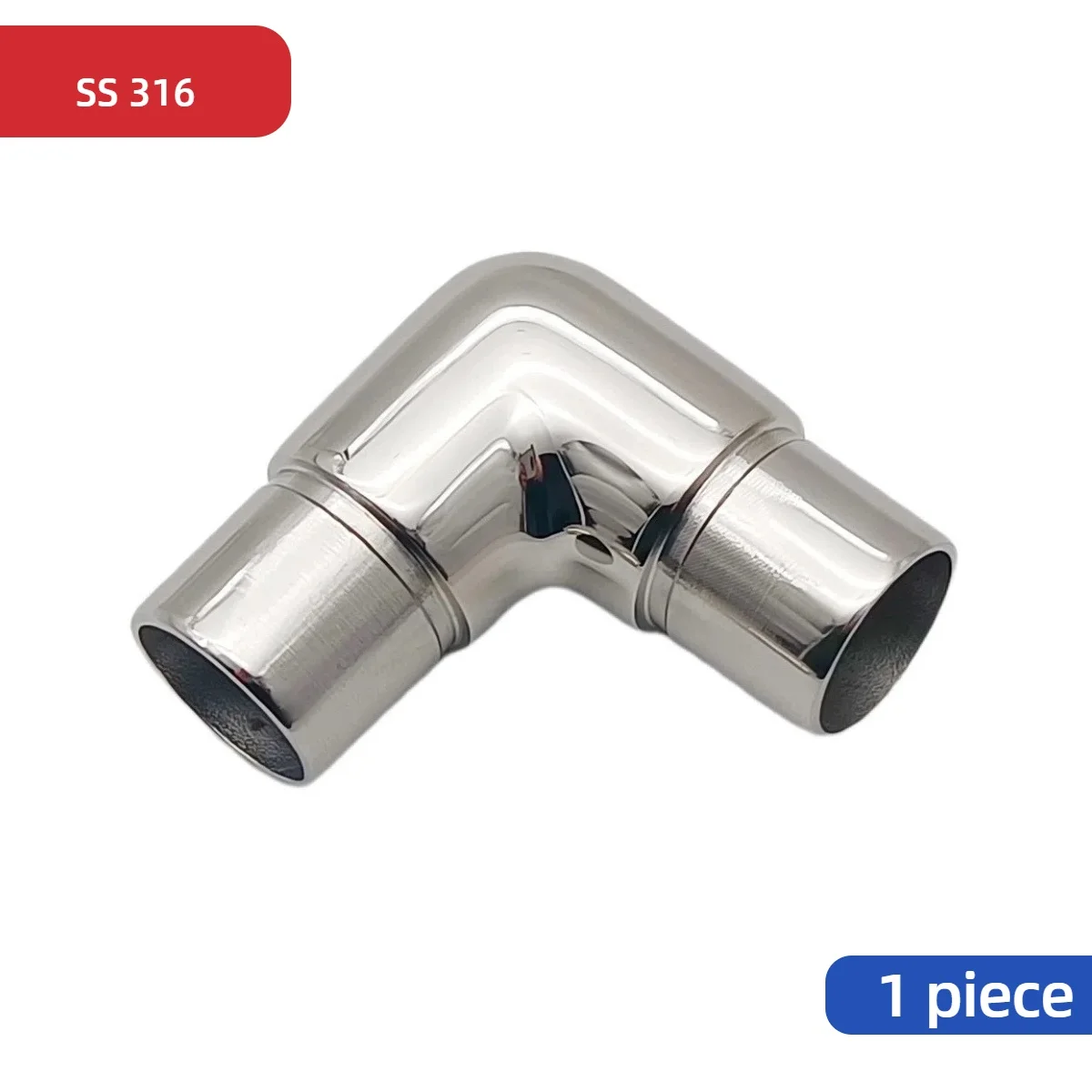 Main courante en acier inoxydable 316, coude d'angle à 90 degrés, Tube en forme de L, connecteur pour garde-corps d'escalier de 25.4mm, poli miroir