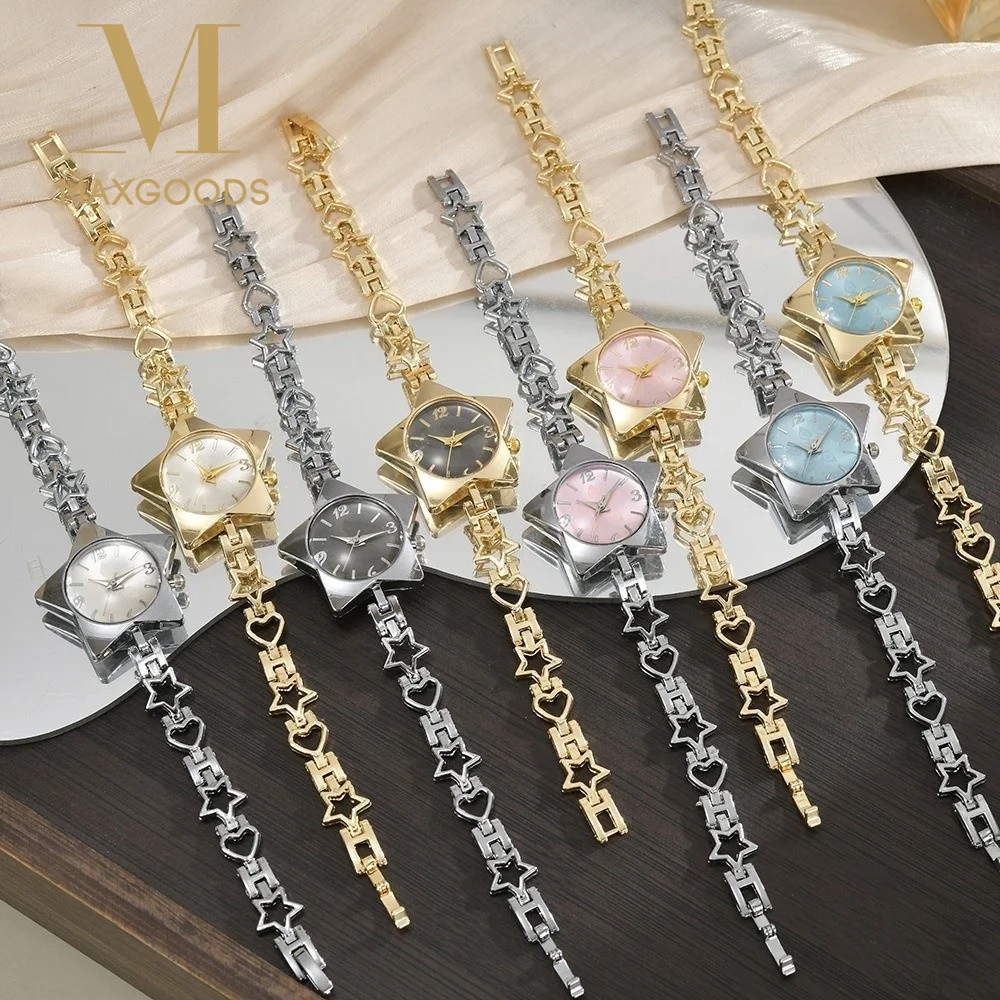 Alloy Women Watch Quartz Movement Creative Style Ladies Bracelet Watch Luxury Adjustable Star Bracelet Watch Holiday Occasion