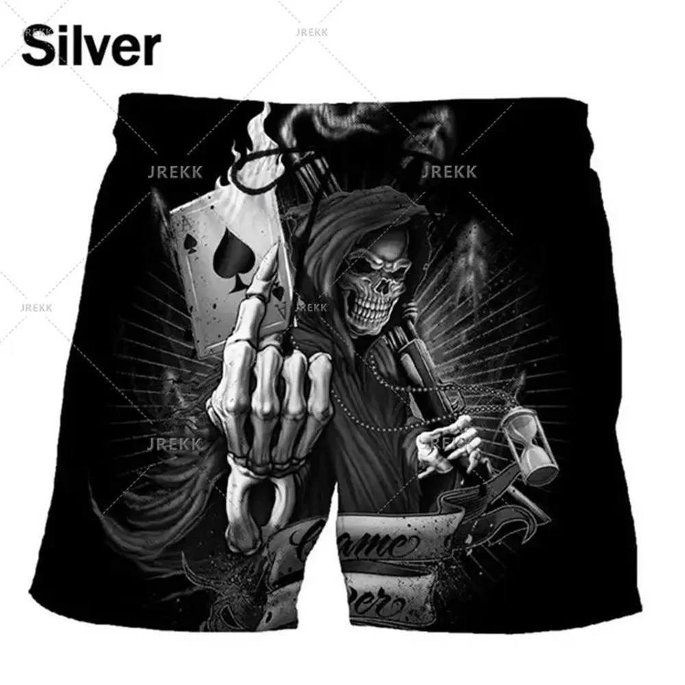 Summer Street Trend Men\'s Shorts Hip Hop Style Skull Pattern 3d Print Men\'s Casual Shorts Clothing Cool Hawaiian Beach Shorts