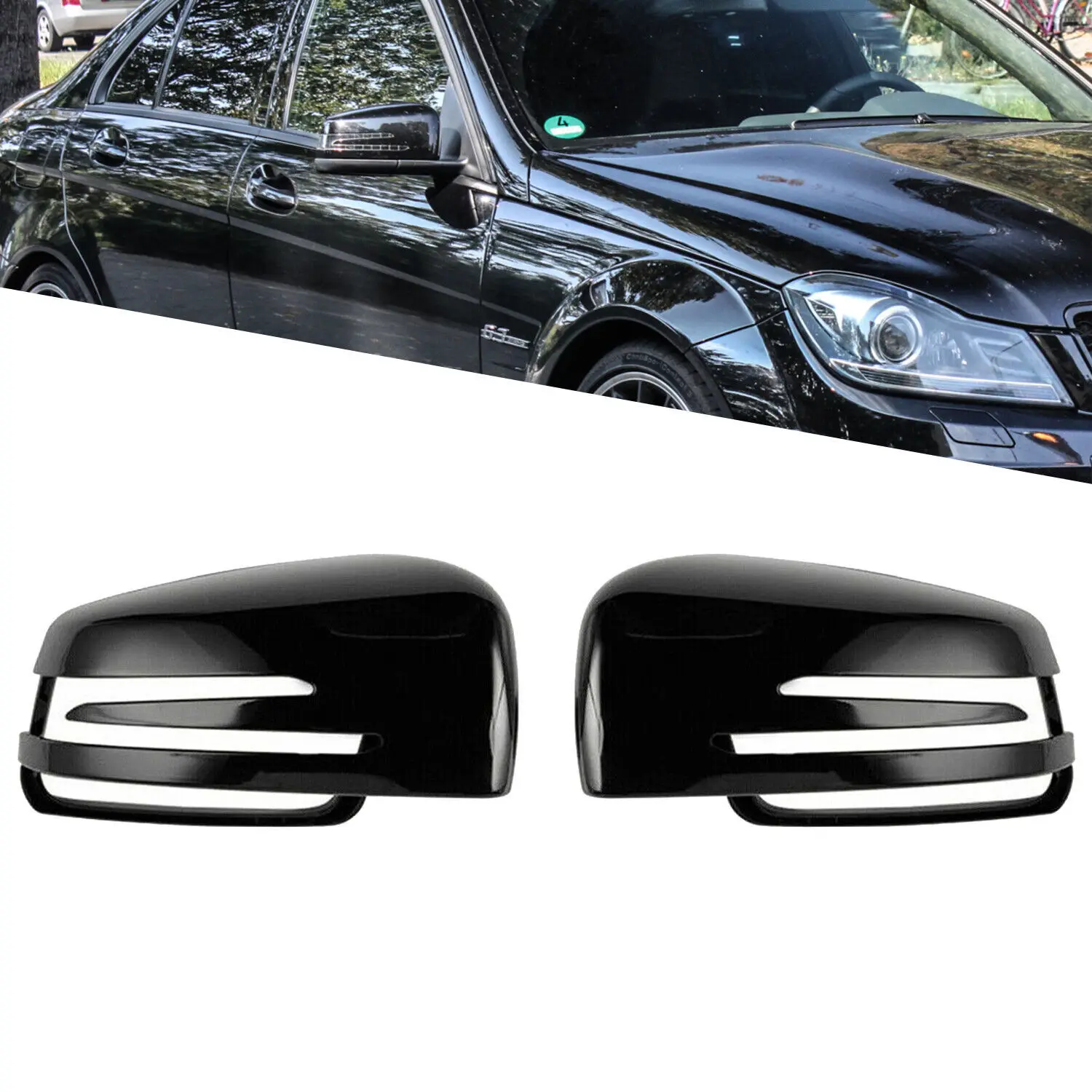 For Mercedes Benz C-Class, E-Class, S-Class, W204W212, bright black, white reverse mirror, rearview mirror housing