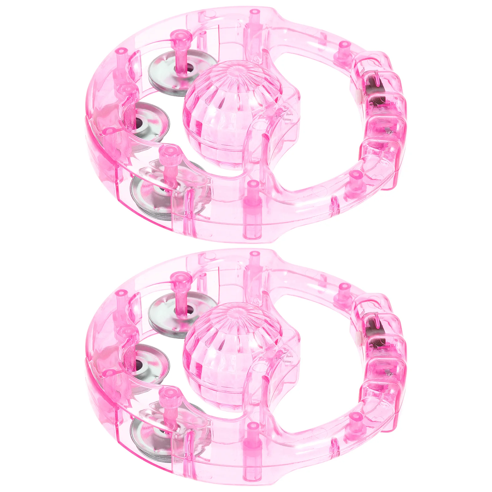 2 Pcs Flash Rattle Musical Instrument Hand Drum Light up Tambourines Adult Plastic for Kids