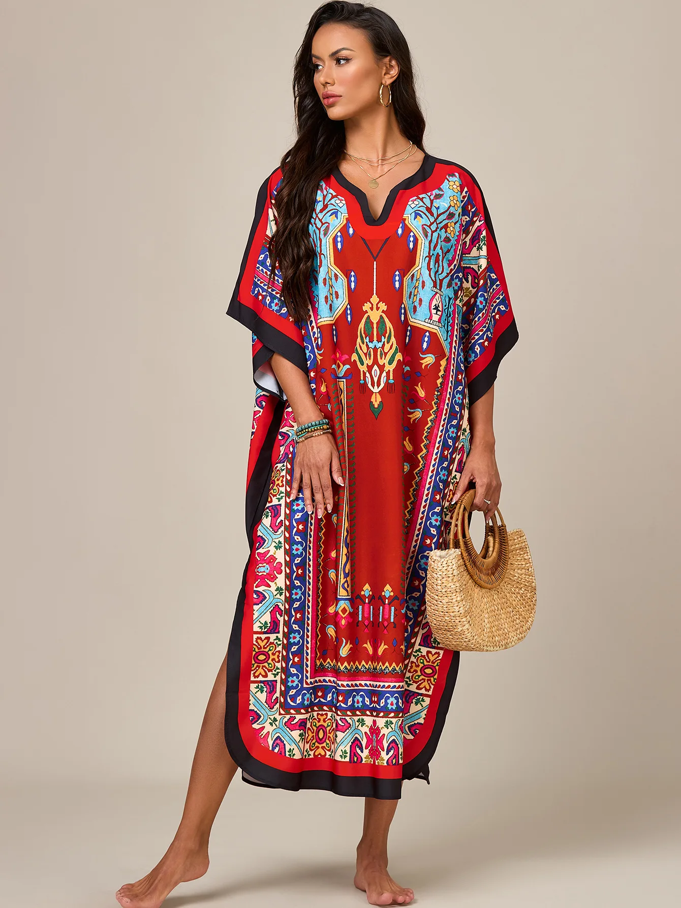 Mulheres africano kaftan maxi maiô praia cobrir roupa de dormir loungewear vestido casual senhoras dashiki caftan tamanho livre