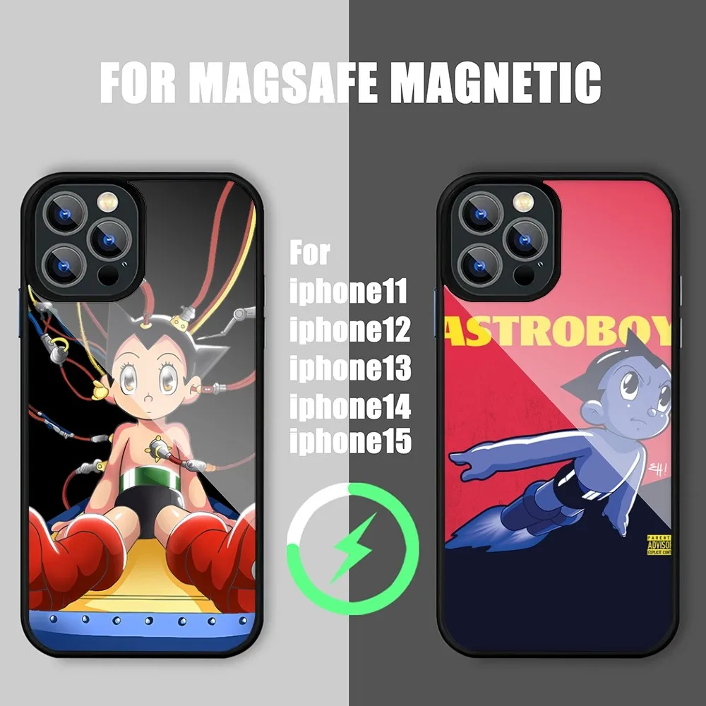 Cartoon A-Astro Boy Phone Case For iPhone 15 14 11 12 13 Pro Max Plus Magsafe Wireless Charge Cases Cover