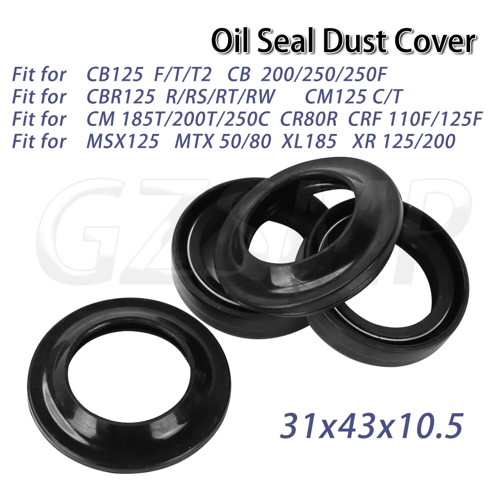 

31x43x10.5 Damper Oil Seal Dust Cover Front Fork fit For Honda CRF 110 125 CR80R MSX125 CBR125 R RS RT RW XR125
