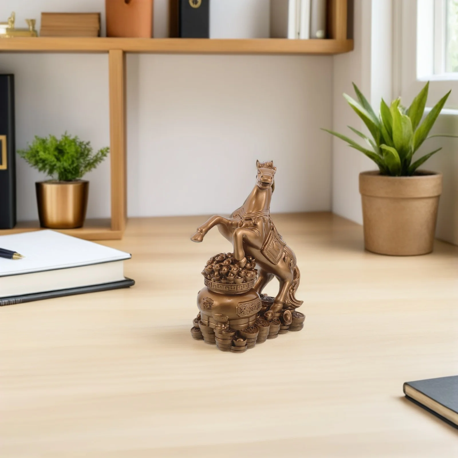 

Chinese Horse Sculpture Resin Vintage Inspired Standing Zodiac Statue Decorative Ornament for Home Office Feng Shui Prosperity